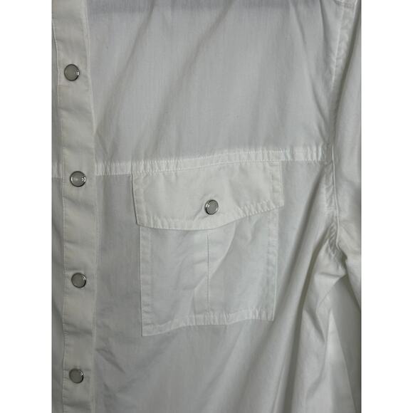 Margaret O'Leary White Blouse Button-Up Long Trumpet Sleeves Workwear Casual S - Picture 5 of 10